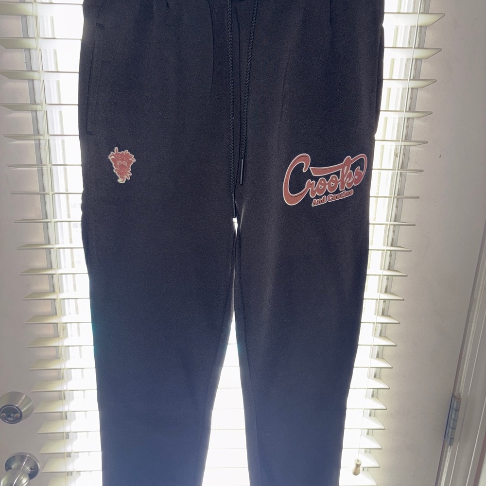 Crooks & Castles Mens Black Logo Sweatpants
